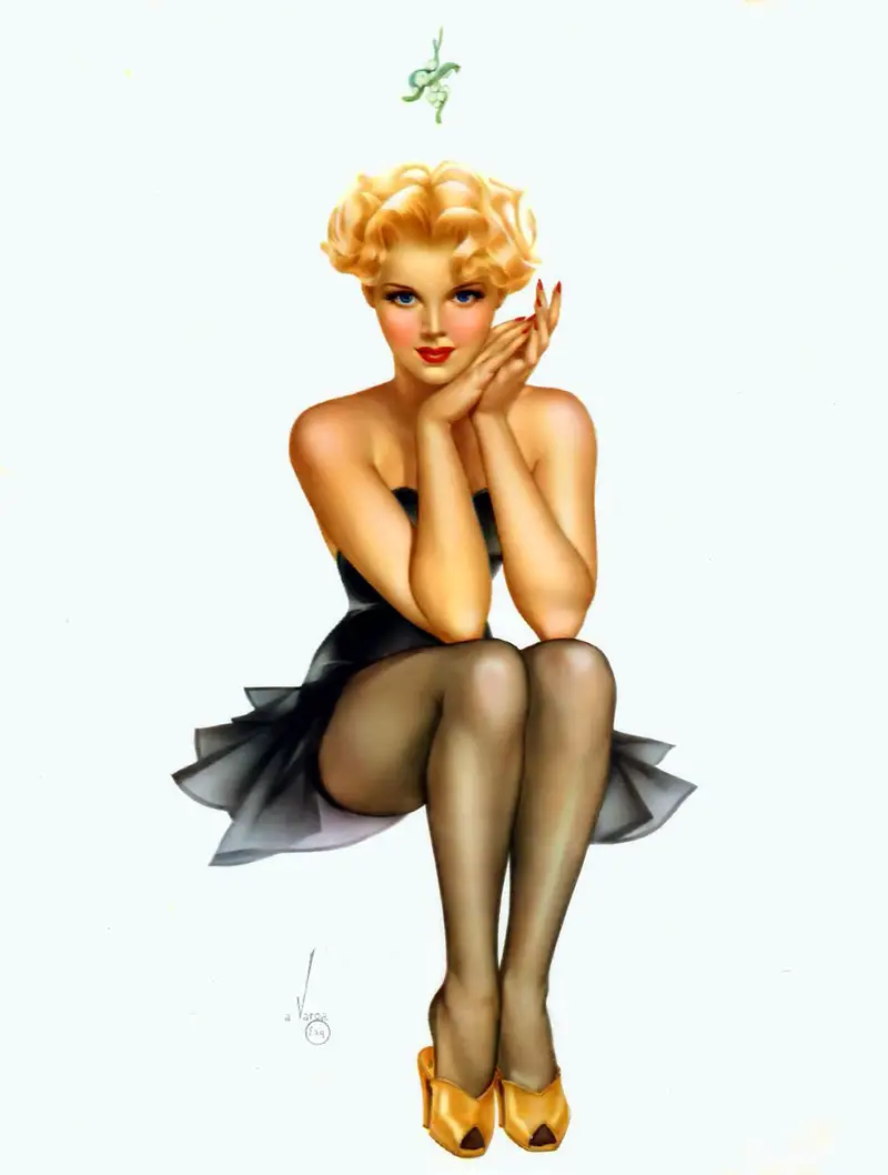 Con estilo Pin Up - Página 3 Alberto-Vargas-December-1946-Esquire-Calendar-Year-Book-Varga-Girl-The-Mistletoe-Girl