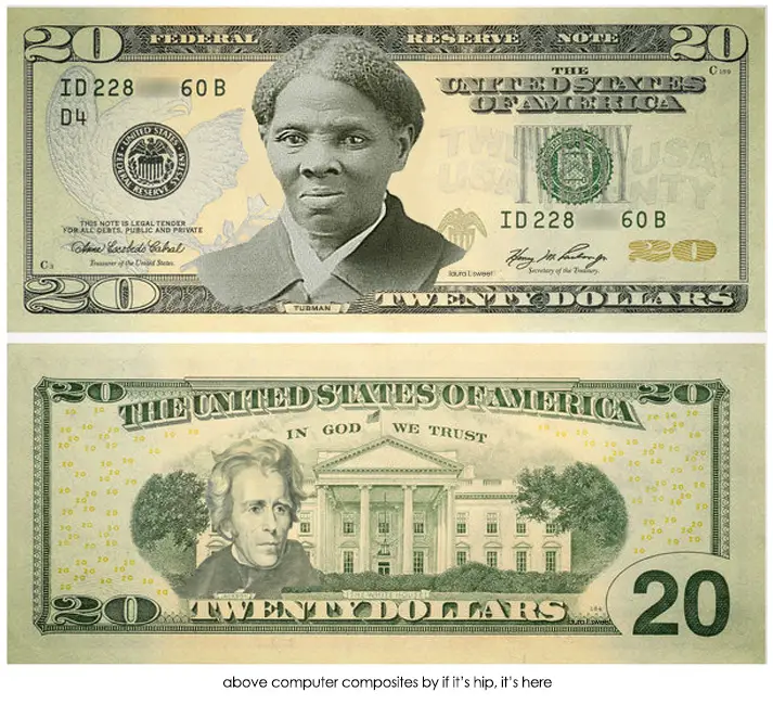 new harriet tubman 20$ note , front and back by if it's hip, it's here