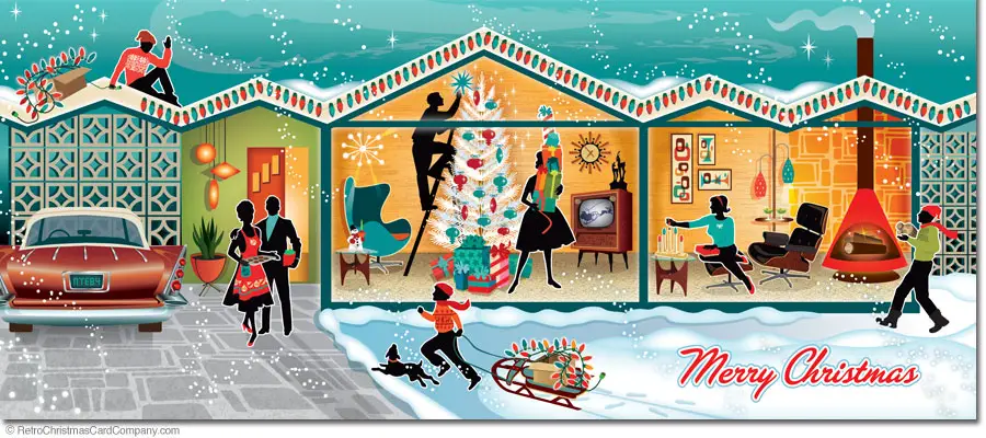 Beautifully Illustrated Mid Century Modern Christmas Cards