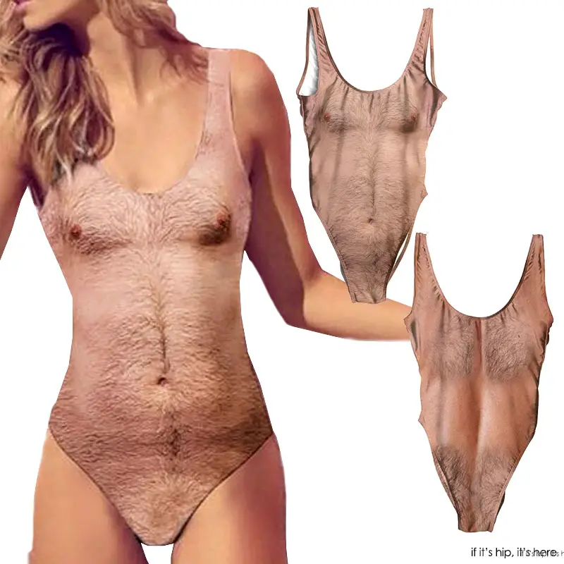 womens hairy chest one piece swimsuit