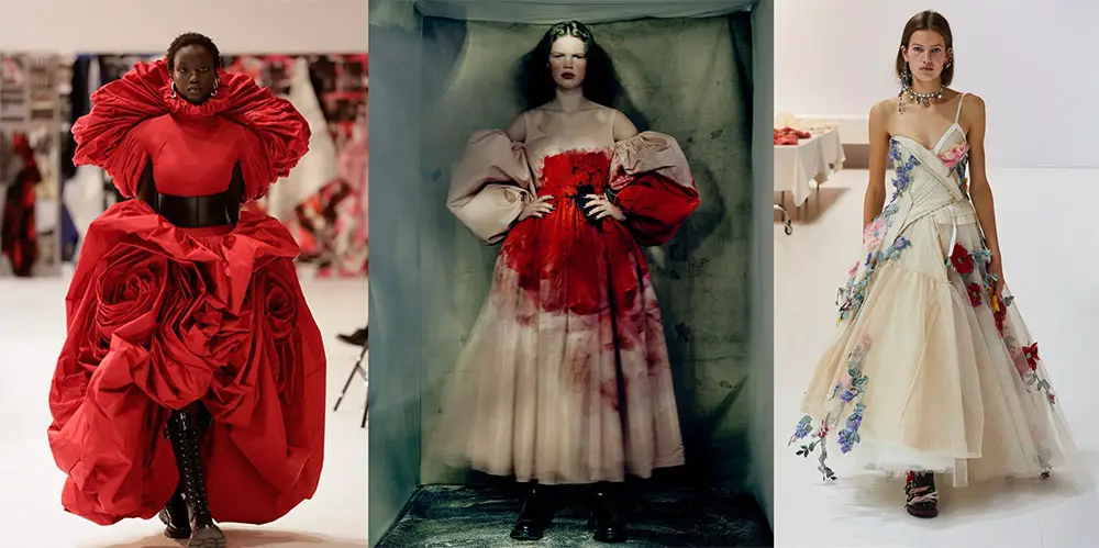 sarah burton alexander mcqueen flower gowns